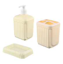 Load image into Gallery viewer, 3-Piece Plastic Soap Dispenser, Toothbrush Holder, and Soap Holder