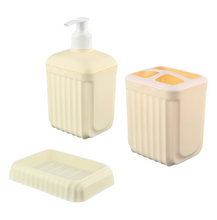 Load image into Gallery viewer, 3-Piece Plastic Soap Dispenser, Toothbrush Holder, and Soap Holder
